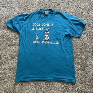 Vintage 90s Dog Animal Parody Shirt Aqua Blue Men's Large‎ Double Sided